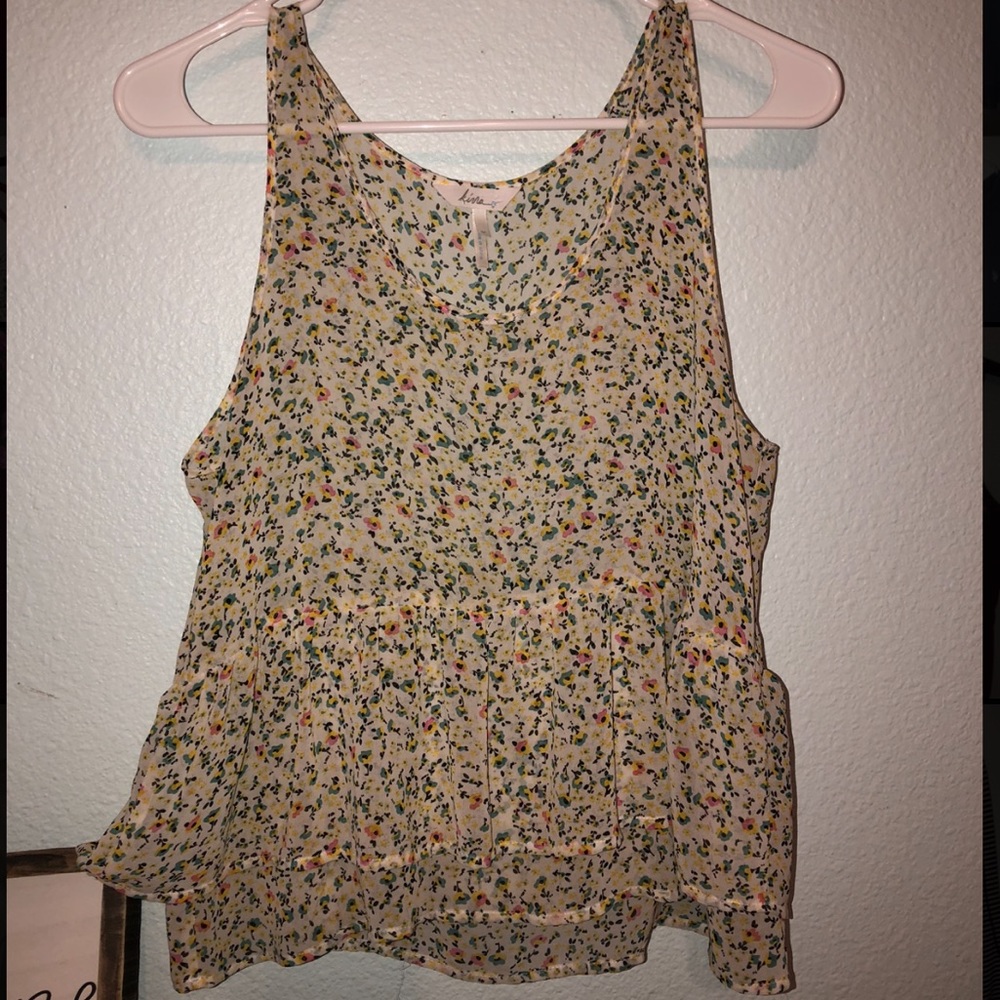 floral tank w/ layers ruffles (m)